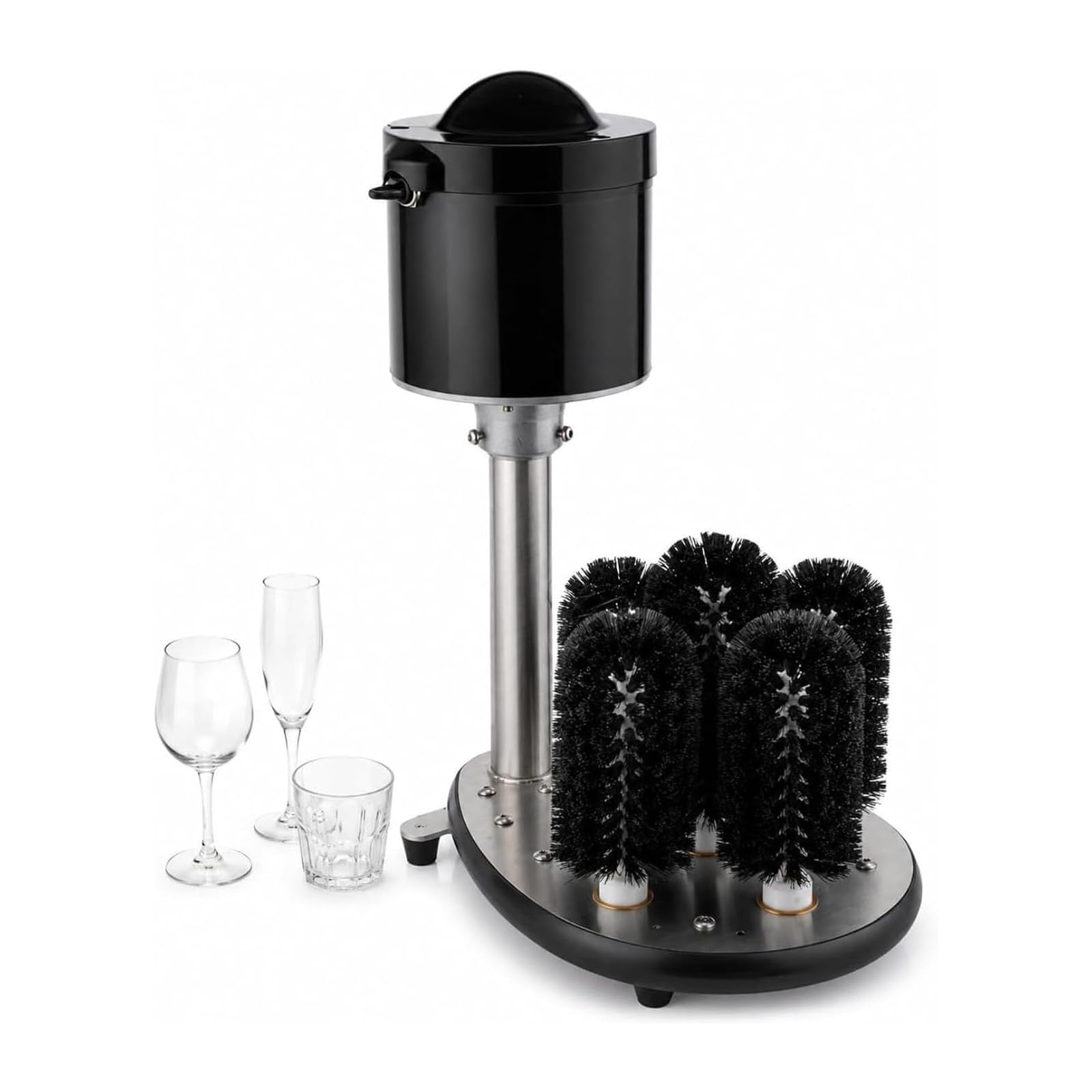 600RPM Electric Glassware Polisher Suchych kieliszków do wina Miski ze stali nierdzewnej Komercyjny klasa Clean Dry Sparkle 1,89-3,94 cala pasuje Cichy antypoślizgowy napęd 240W Motor do restauracji B