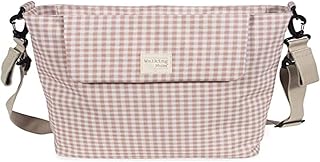 Walking Mum. Bolso Cambiador de Bebé I Love Vichy. Bolsa Canastilla para carro o para colgar al hombro. Color Rosa. Medidas 42X36X13 cm.