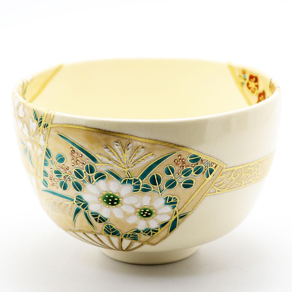 Amazon | 抹茶碗 色絵茶碗 「扇面草花」 木箱入り 通年物 茶道具