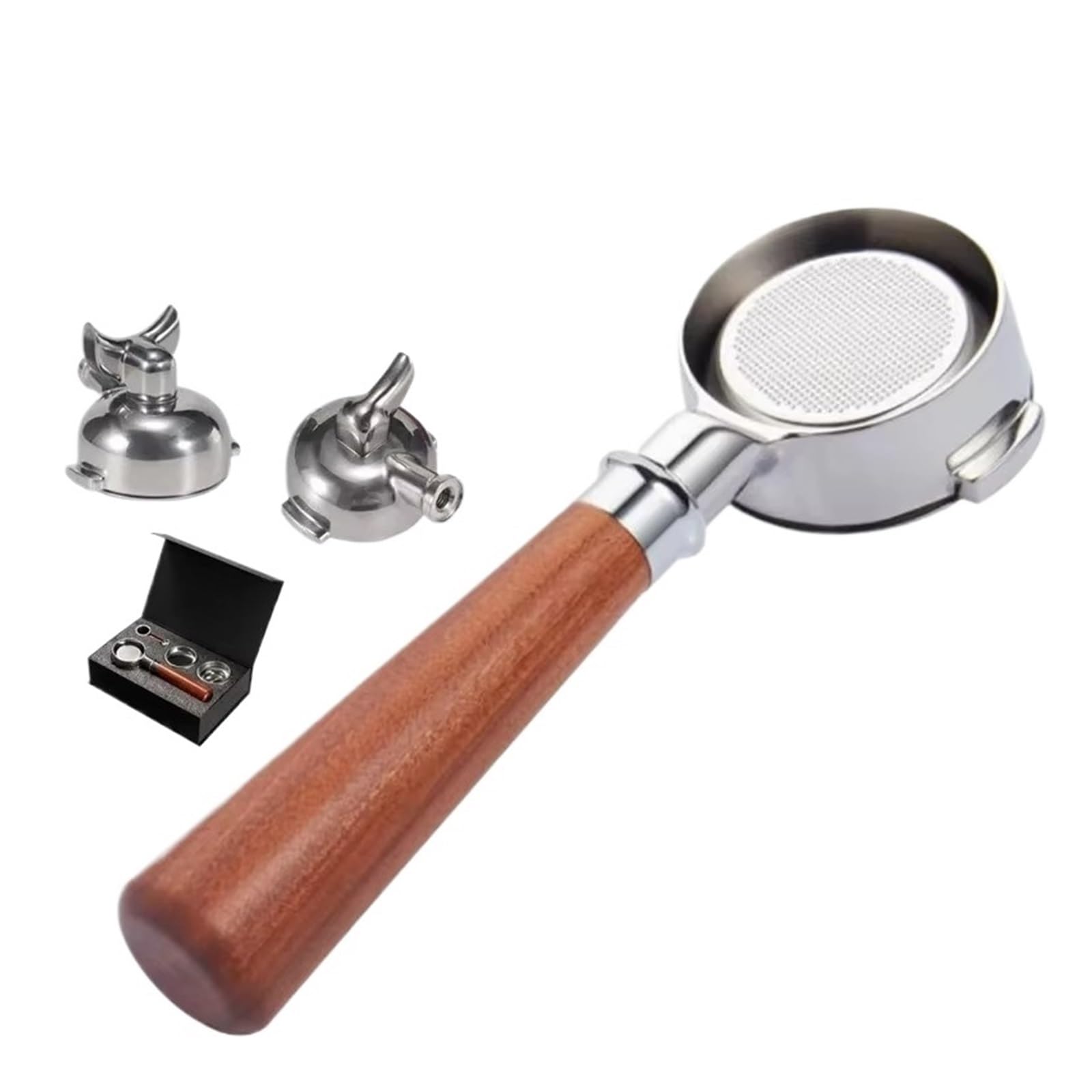Compatible Con WEGA Pegaso E61. Compatible Con MILESTO E61. Portafiltro Sin Fondo For Máquinas De Café Expreso, Mango De Madera M10, Filtro Con Boquilla De 58 Mm(Classic Bottomless)