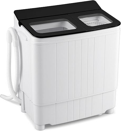 Miniatura 15 de Giantex Lavadora portátil, 20 libras, doble tina, mini lavadora compacta con bomba de drenaje, lavadora de 12 libras y giratorio de 8 libras para