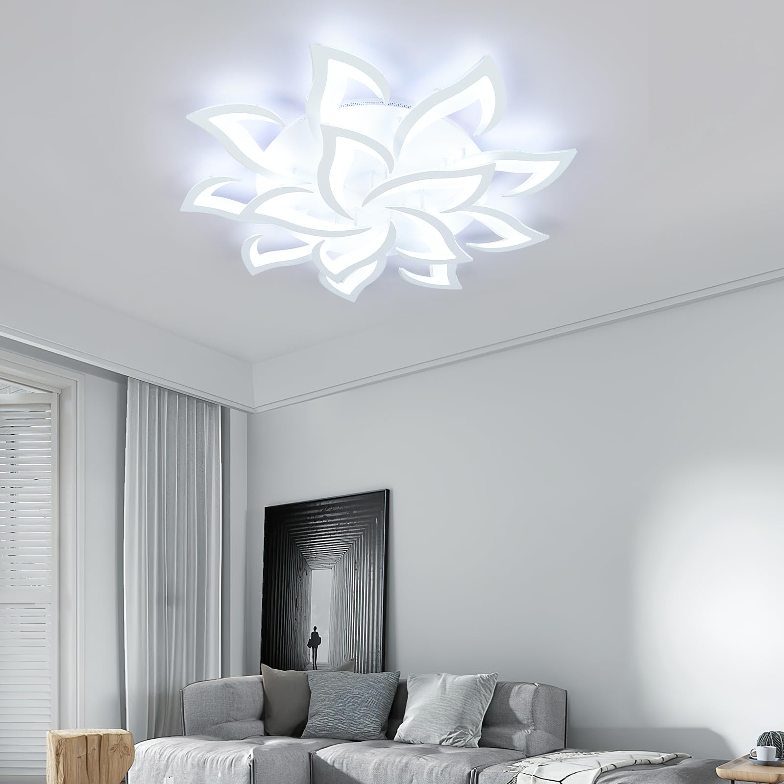 Comely Dimbare LED-Plafondlamp, Plafondlamp met Afstandsbediening, 48W 5400LM 3000K - 6500K Dia71cm, Moderne Acrylplafondlamp voor Woonkamer Slaapkamer