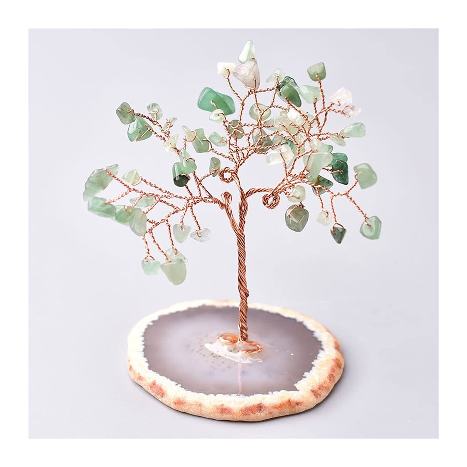 HCZKIUJY Luck and Wealth Crystal Tree Natural Crystal Tree Amethyst Rose Quartz Aquamarine Lucky Tree Decoration Agate Slices Mineral Stone Home Decor Chakra Money Tree (F)