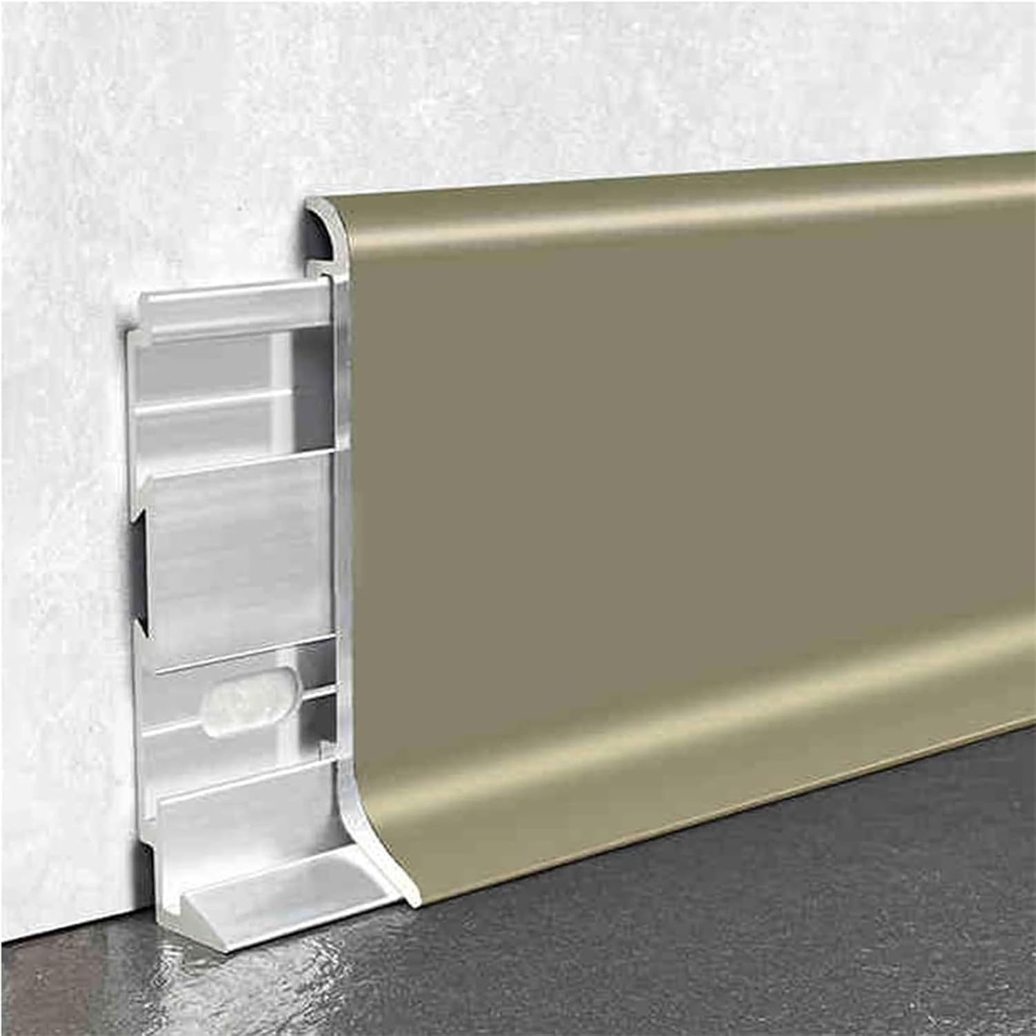 Waterproof Aluminum Skirting Board Trim - 8 PCS Green Metal Base Molding for Bedroom & Hallway Protection, 4cm Height (1.6in) - Durable Partition Ground Cover