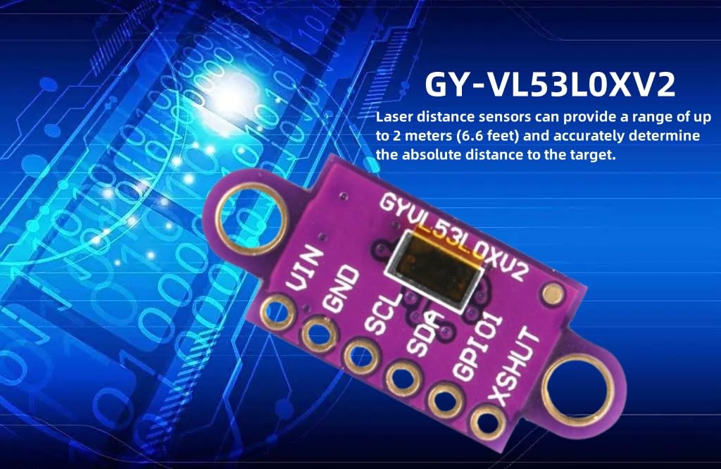 VL53L0X Time-of-Flight (ToF) Laser Ranging Sensor, 6PCS Breakout 940Nm -VL53L0XV2 Laser Flight Distance Measurement Sensor Module I2C IIC for Absolute Distance Measurement