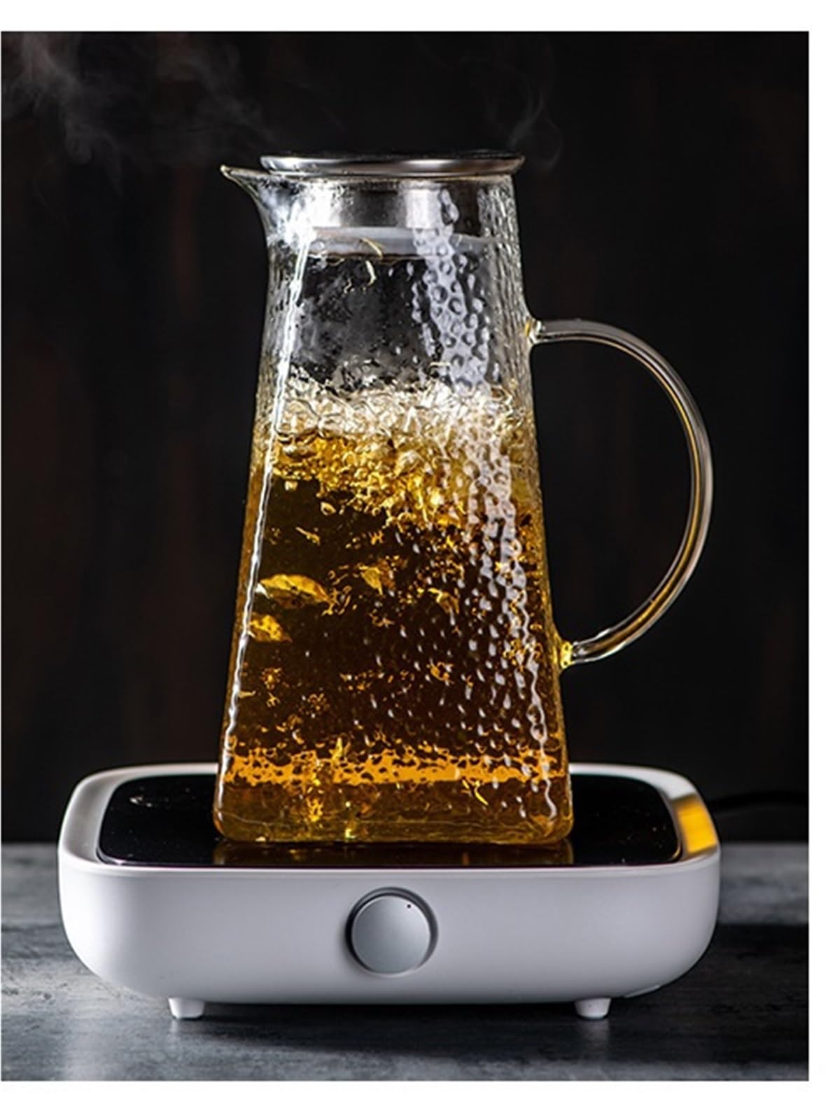 Handgefertigte Teekanne Aus Glas | Mit Teesieb, großem Fassungsvermögen, tropffreiem Ausguss, hitzebeständig, for Eistee, Kaffee, Milch, Saft(1.8L)
