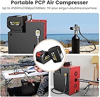 Vista 4 de GX PUMP Compresor de aire PCP L3 4500Psi/320Bar/32Mpa, compresor PCP con baterías de litio duales de 18 V, presión establecida y apagado automático