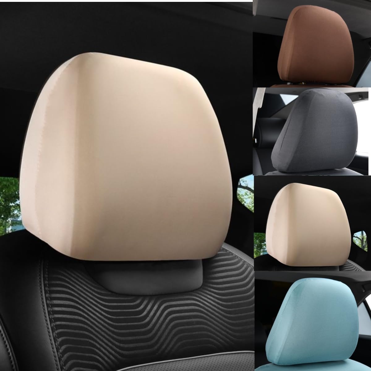 Photo 1 of 2PCS Universal Car Headrest Covers,Soft Car Head Rest Cover Protector, Headrest Anti-Dirty Covers, Headrest Protective Covers,Vehicle Accessories Headrest Cover for Car Truck,Car Seat Headrest Cover