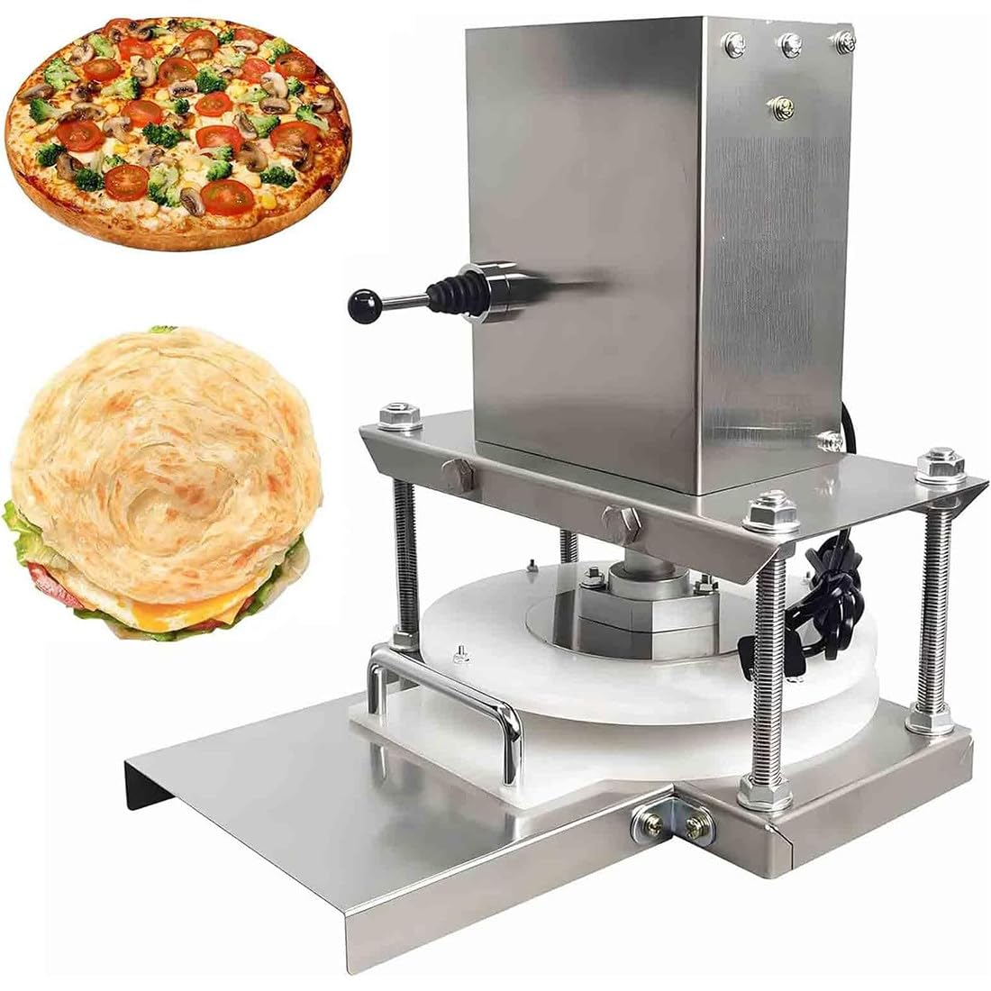 RENJJPBO 8.6inch Electric Pizza Dough Press Machine, 22cm Household Pizza Dough Pastry Stainless Steel Press Machine