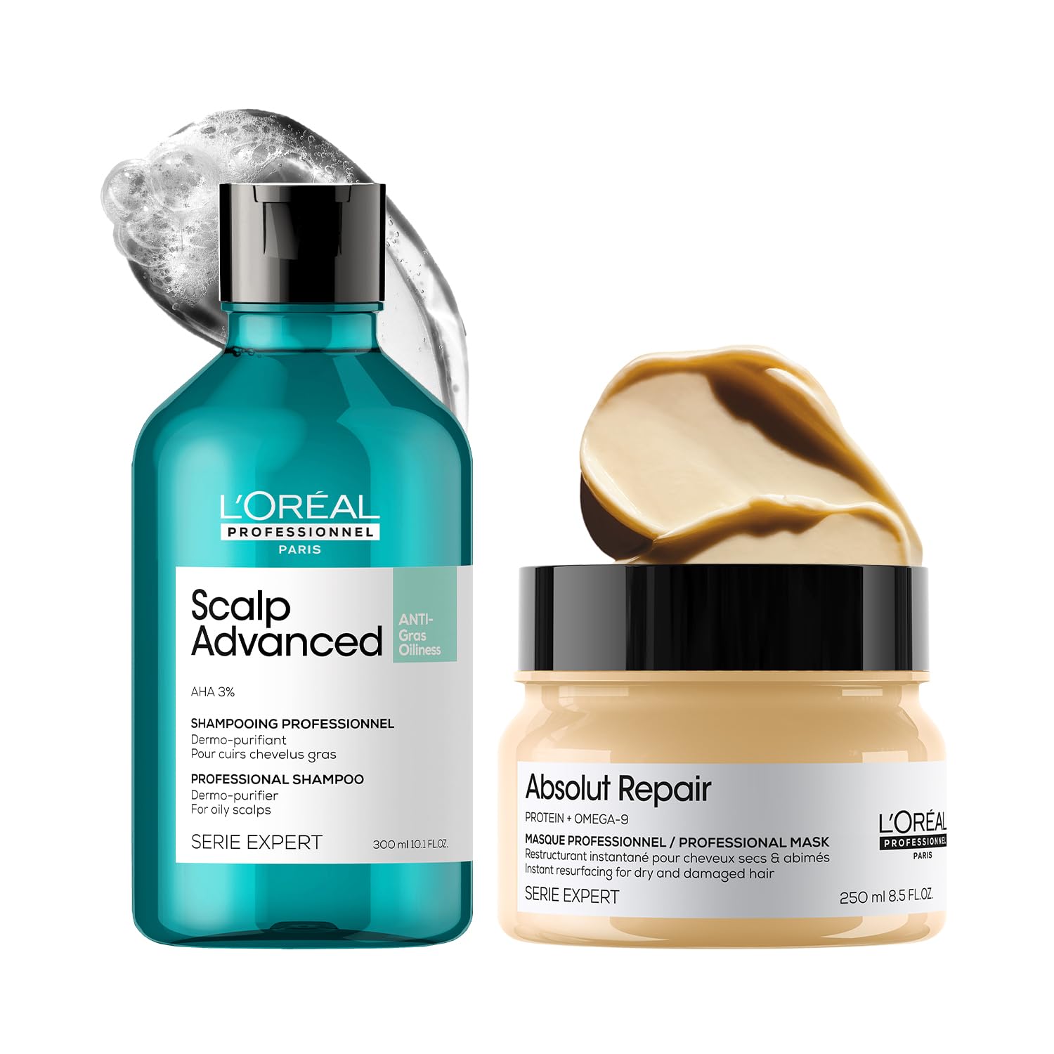 L'OREAL PROFESSIONNEL PARIS Scalp Advanced Anti-Oiliness Dermo-Purifier Shampoo 300 Ml + L'Oréal Professionnel Absolut Repair Hair Mask With Protein & Gold Quinoa For Dry And Damaged Hair, 250Gm-picture-18