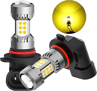 H10 9145 Yellow LED Fog Light Bulbs 3200 Lumens Super Bright 3030 30-SMD Chips PY20D Halogen Replacement Lamps for Cars, Trucks, SUVs