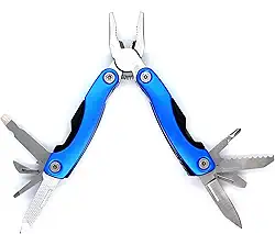 Alicate Canivete Suíço Multifuncional de Bolso, 12 funções, Retrátil, Aço Inoxidável, com Estojo (Azul)
