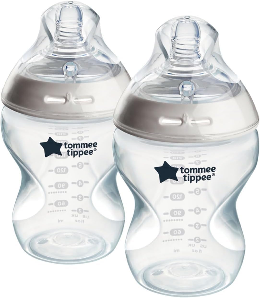 Tommee Tippee Baby Bottles, Natural Start Anti-Colic Baby Bottle with Slow Flow Breast-Like Teat, 260ml, 0m+, Self-Sterilising, Baby Feeding Essentials, Pack of 2