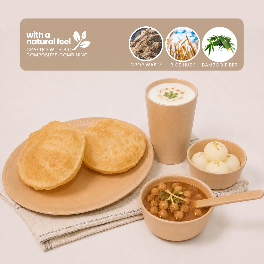 Bamboo Dinner Set - Eco-Friendly & Microwave Safe -2 Bamboo Dinner Set - Eco-Friendly & Microwave Safe -2