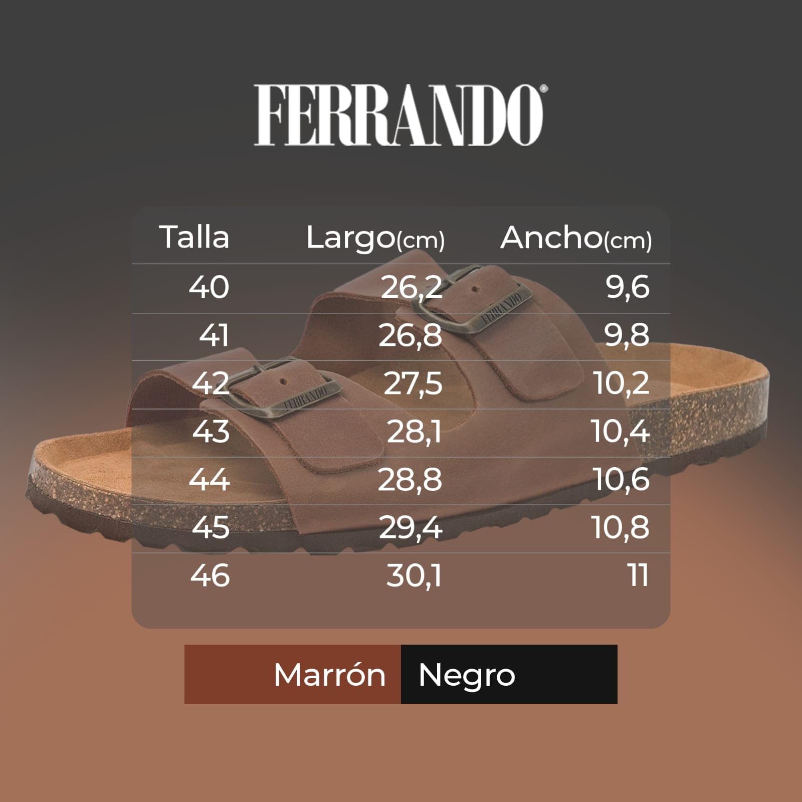 Sandalias Hombre Piel Anchas Anatómicas Chanclas Cómodas Corcho Natural Verano Transpirables Antideslizantes Zueco Mules Piscina Pantunflas Playa Hebillas Ajustables Sin Níquel Fabricadas en España