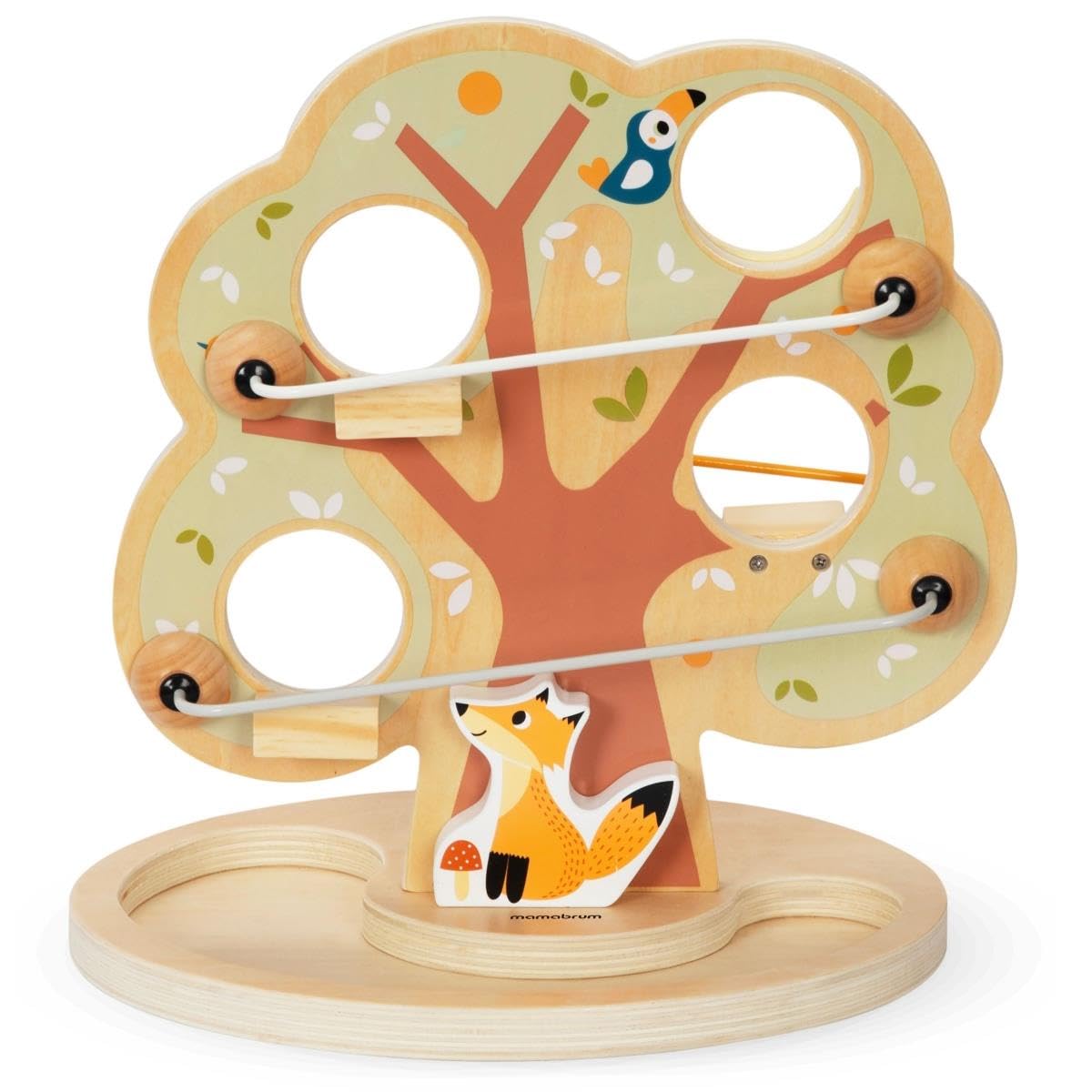 mamabrum Circuito in Legno per Palline, Albero con 4 Livelli di Discesa e 3 Sfere Colorate, Gioco Educativo per Coordinazione e Motricità Fine, Bambini da 18 mesi