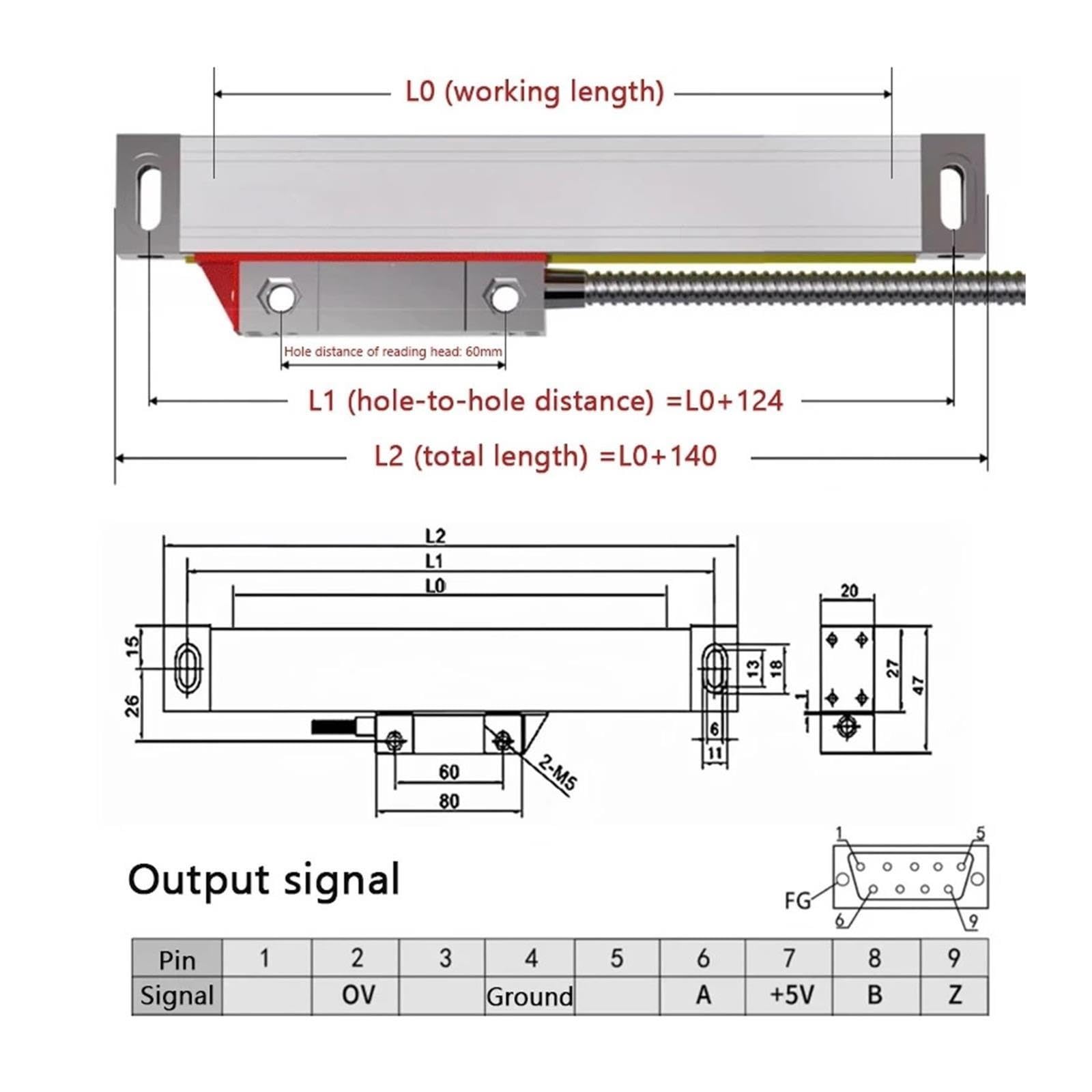 Codificador lineal delgado de escala lineal NTS-S de 0,005 mm