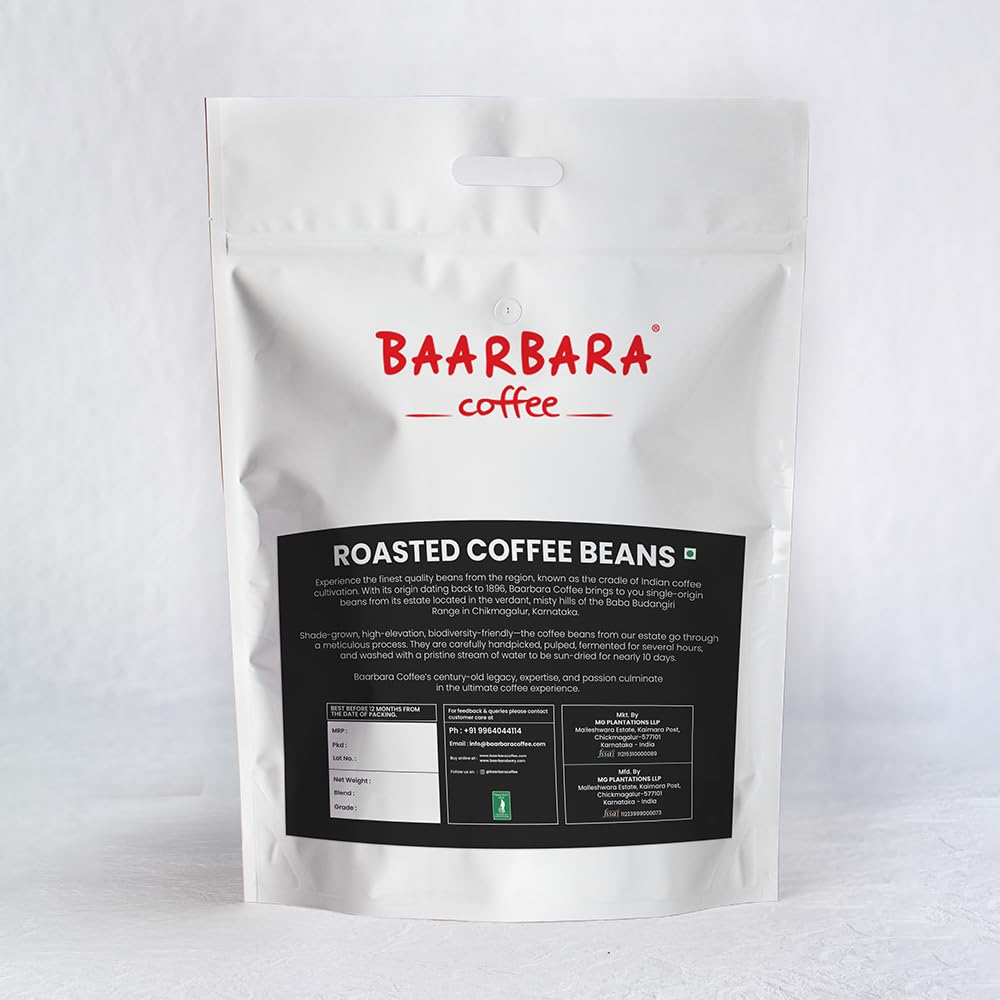 Baarbara Coffee |Roasted Coffee Beans 60% Robusta 40% Arabica|Chikmagalur Farms -5 KG