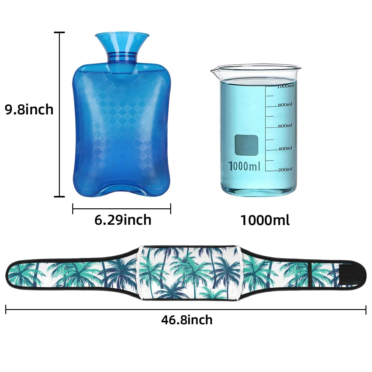 Hot Water Bag with Waist Cover Palm Plant Warm Hot Water Bottle Belt Plush Double Hand Insert Wearable Water Bag Detachable Hot Bottle Pouch for Neck Shoulder Pain Relief