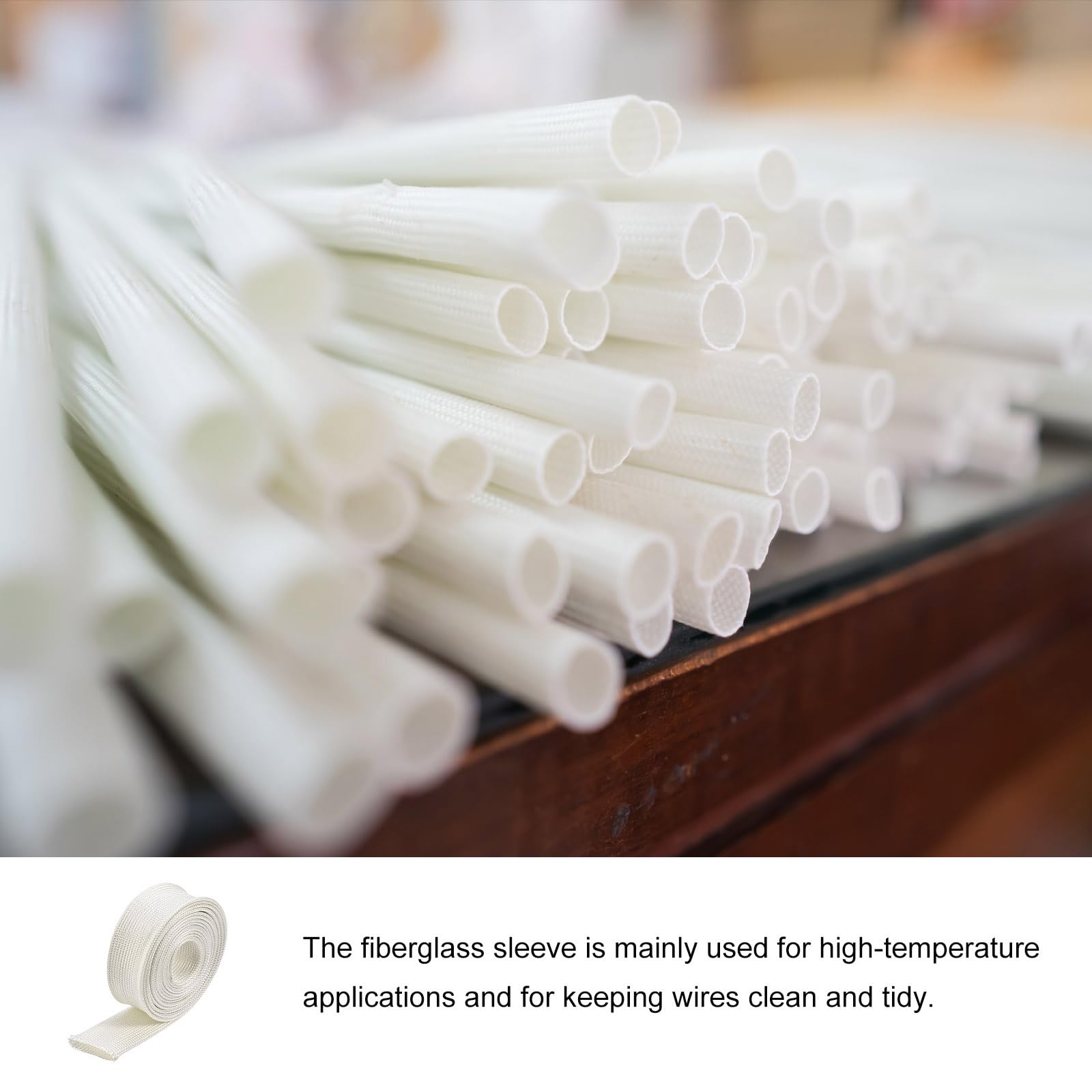 Rebower Fiberglass Sleeve Insulated Cable Protection Tube - 9.8Ft-25mm / White - Image 3