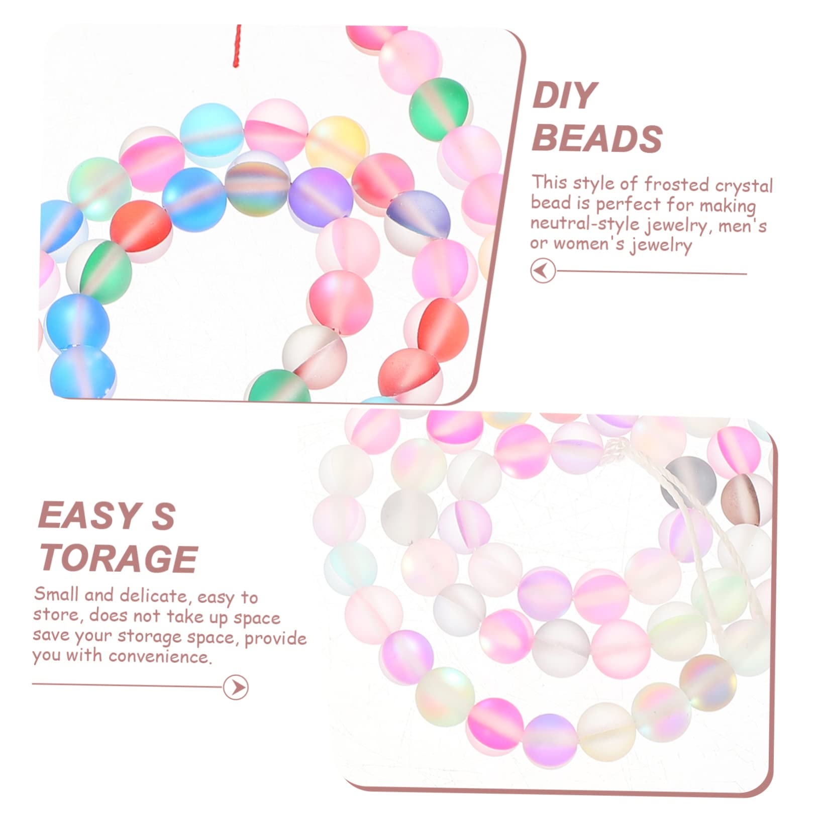 STOBOK Perline Rotonde Matte Cristallo Per Bigiotteria Fai Da Te Di Strisce Di Perline Colorate Per Creare Braccialetti e Collane Artigianali