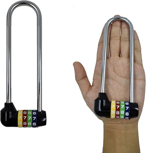 Cerradura de armario de gimnasio con grillete de 6.5 pulgadas de largo, cerradura de combinación de 4 dígitos, candado de seguridad para manijas de