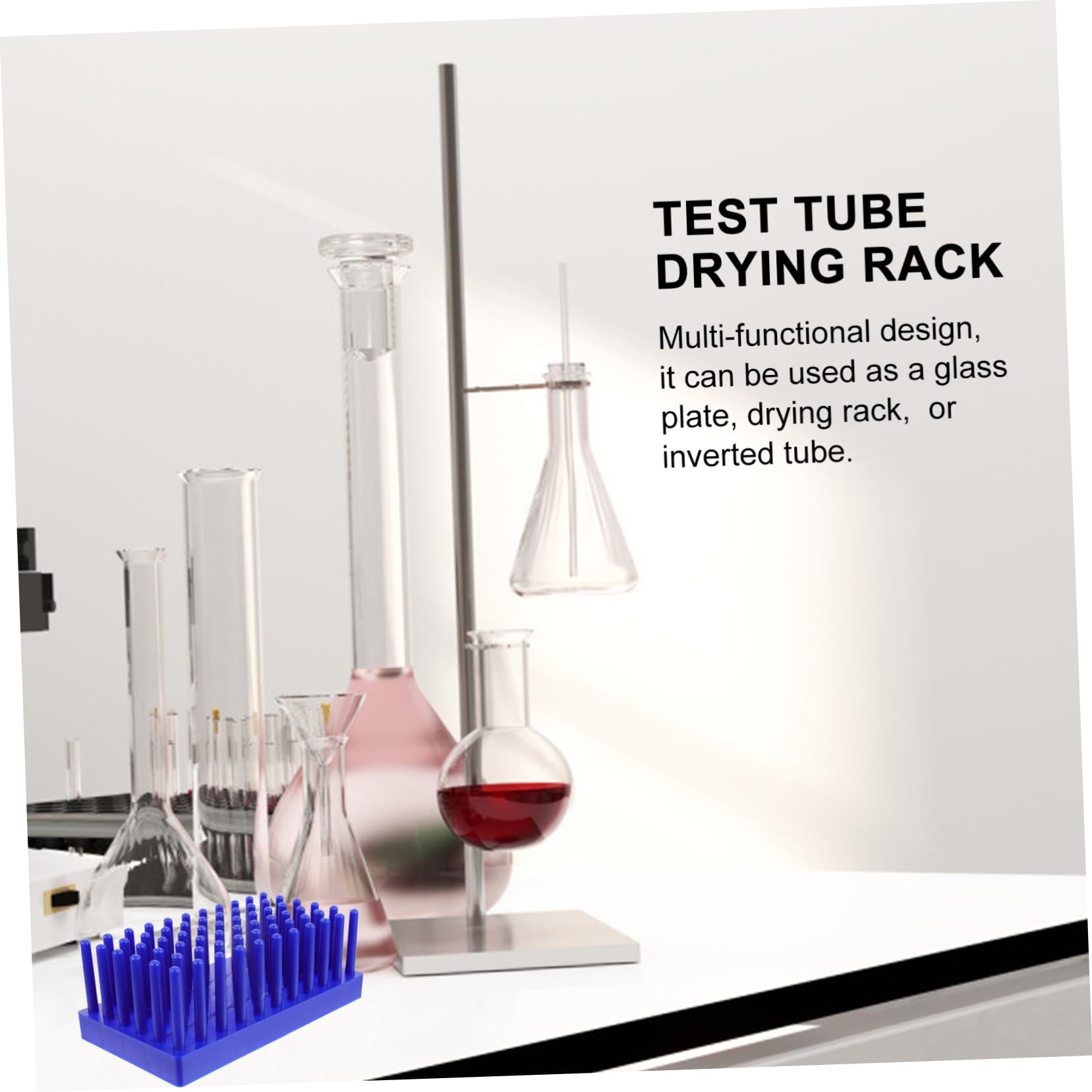 SOLUSTRE 66-Piece Plastic Test Tube Rack Holder for Lab Stand Drying Rack Tube for Holder Lab Stand