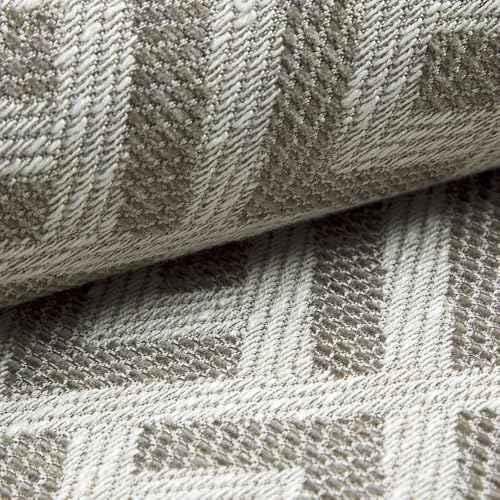 novely® exquisit MISINTO - Hochwertiger Design-Polsterstoff mit 3D Leinenstruktur - Schwer Entzündbarer Möbelstoff - Pflegeleichte Meterware 1lfm | Farbe: 06 Braun