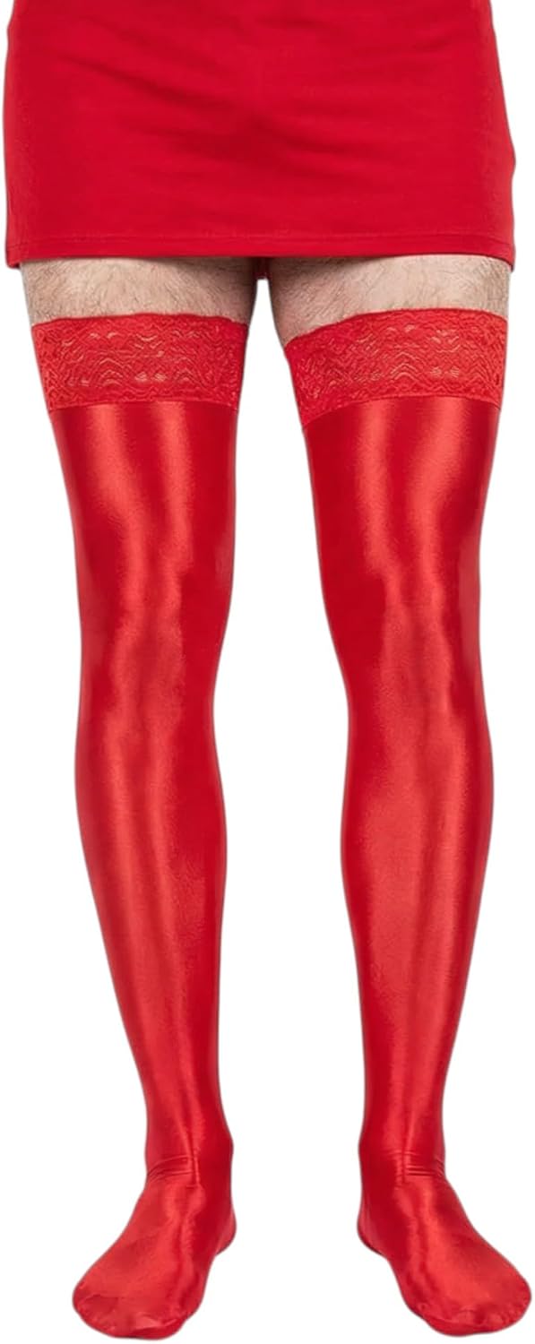 Men's Sissy High Over Knee Socks, Femboy Thigh High Oil Shiny Stockings, for Cross-dressing Exploring your feminine side.