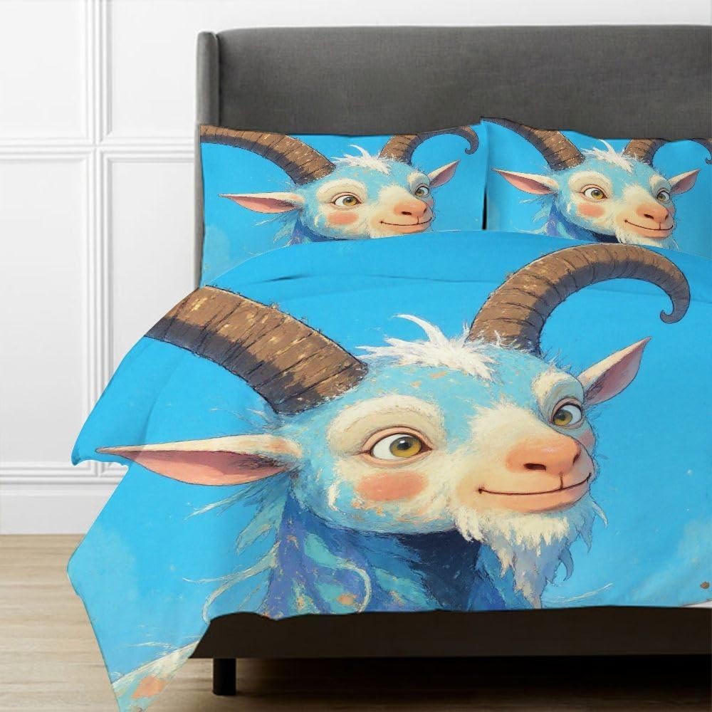 Set di Copripiumino Matrimoniale 240x260 cm Capra Blu A5790
