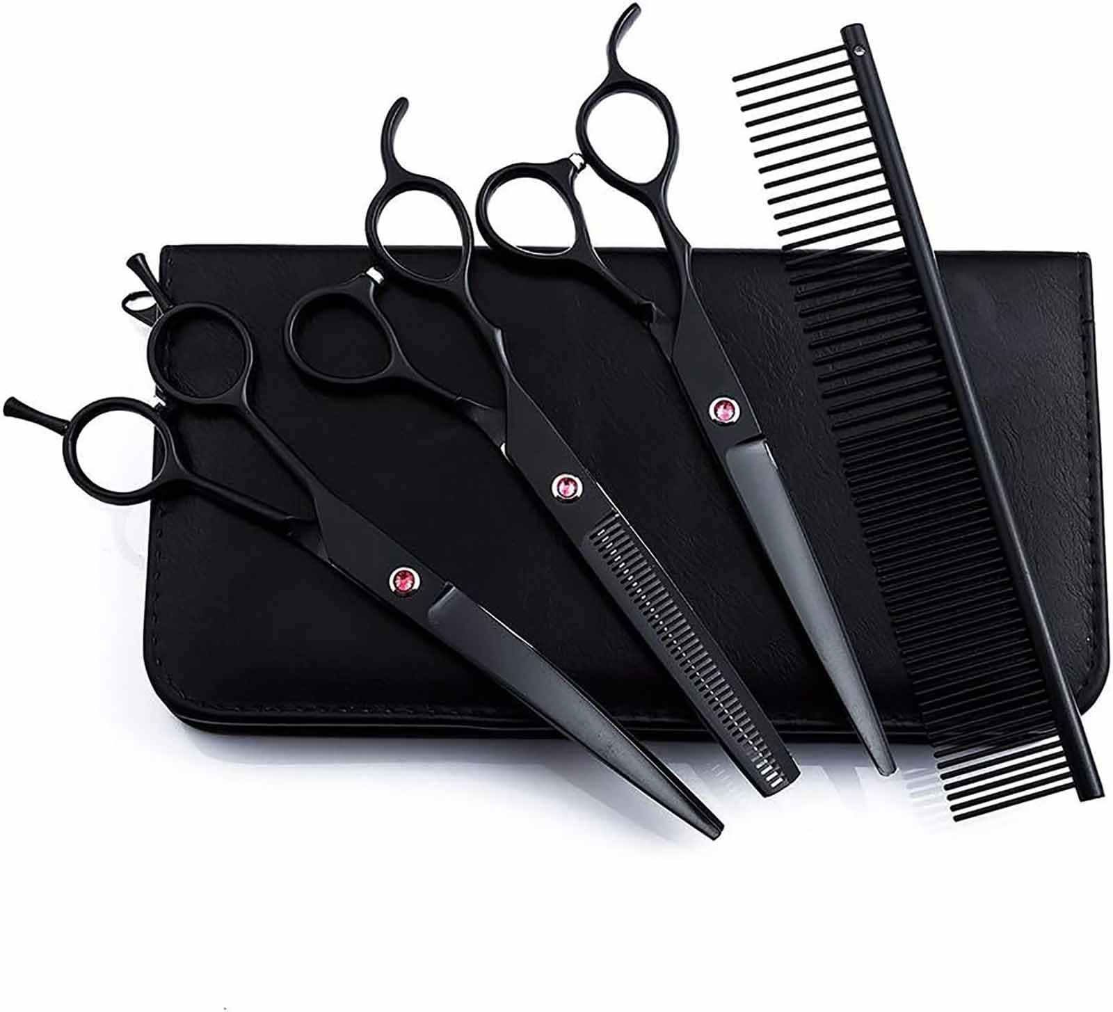 VENBER 7'' Professional Left-Handed Dog Grooming Scissors, Professional Stainless Steel Dog Grooming Scissors for Whole Body, Face, Nose, Ear
