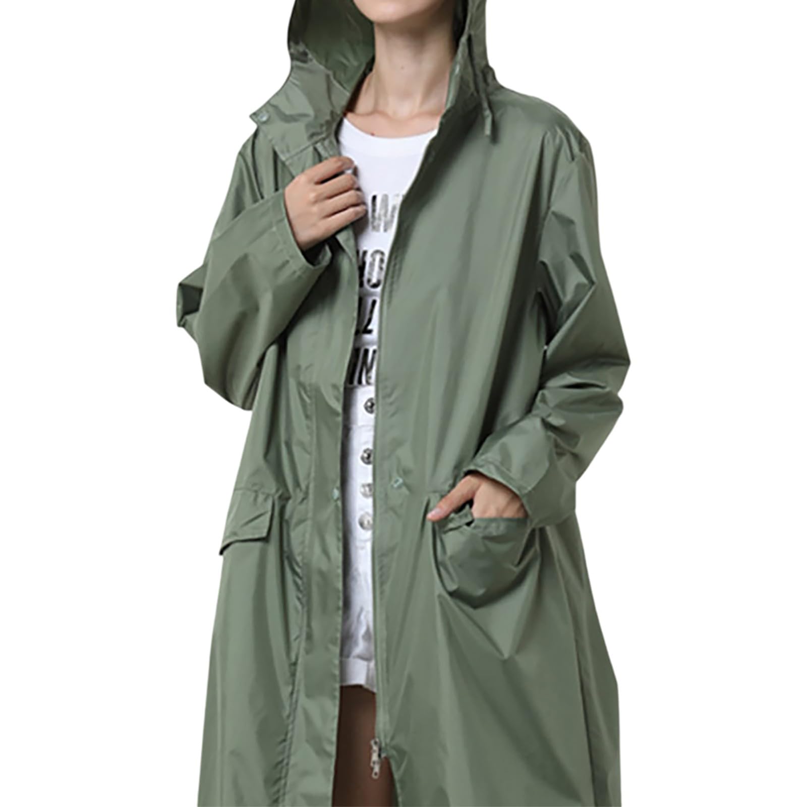 Poncho antipioggia da uomo, impermeabile, con cappuccio, leggero in PVC