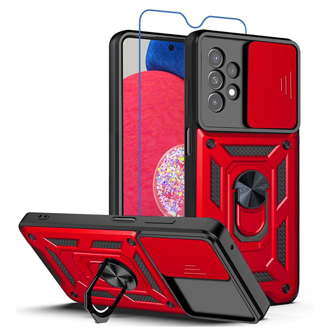 RJYWSQH for Samsung Galaxy A23 5G Case: Phone Case with Screen Protector for Samsung Galaxy A23 5G,NOT for Galaxy A23 UW- Red