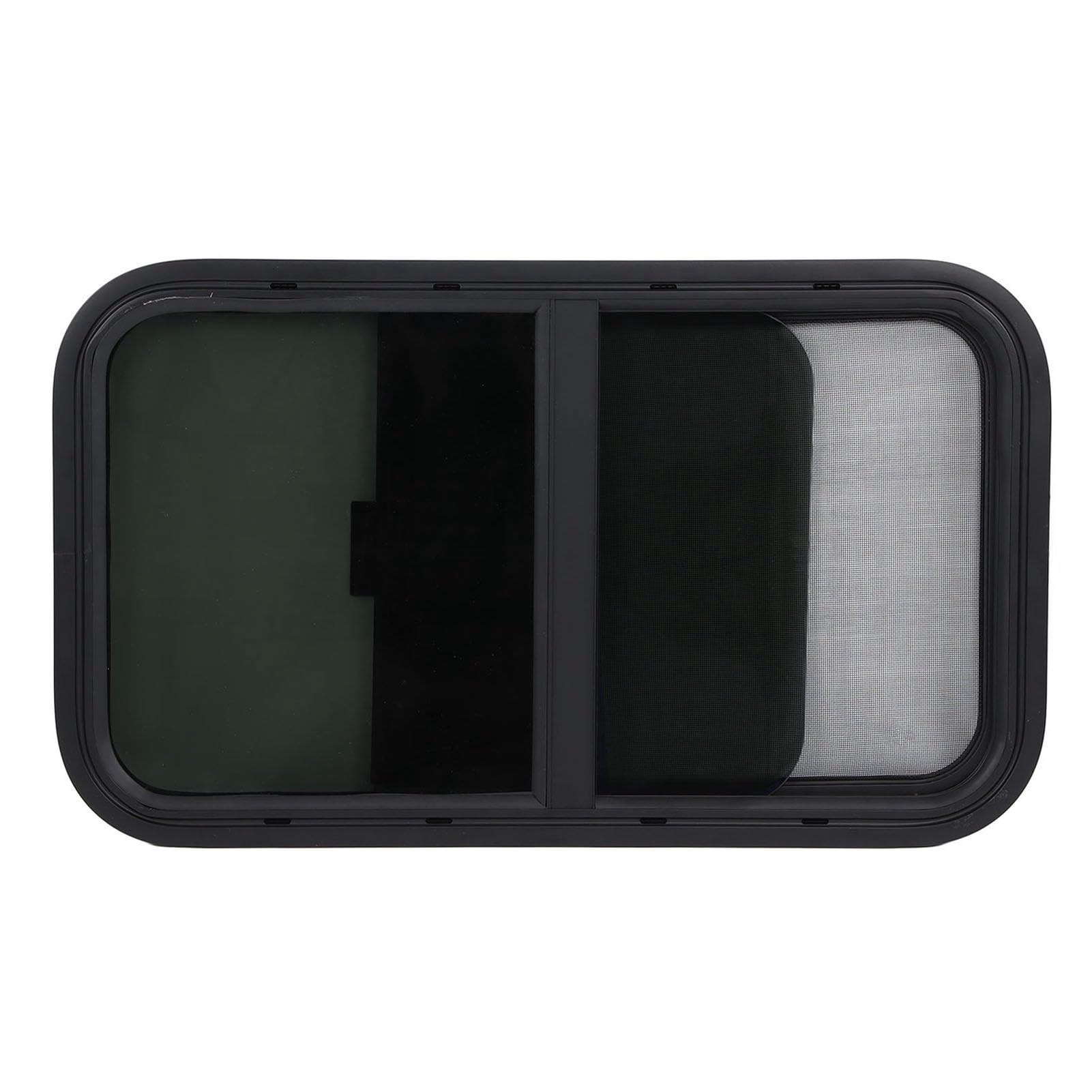 Przesuwne okno do samochodu kempingowego, 730 x 435 mm pozioma wymiana szyby bocznej z ekranem owadów, przyciemniane szkło hartowane, kamper do
