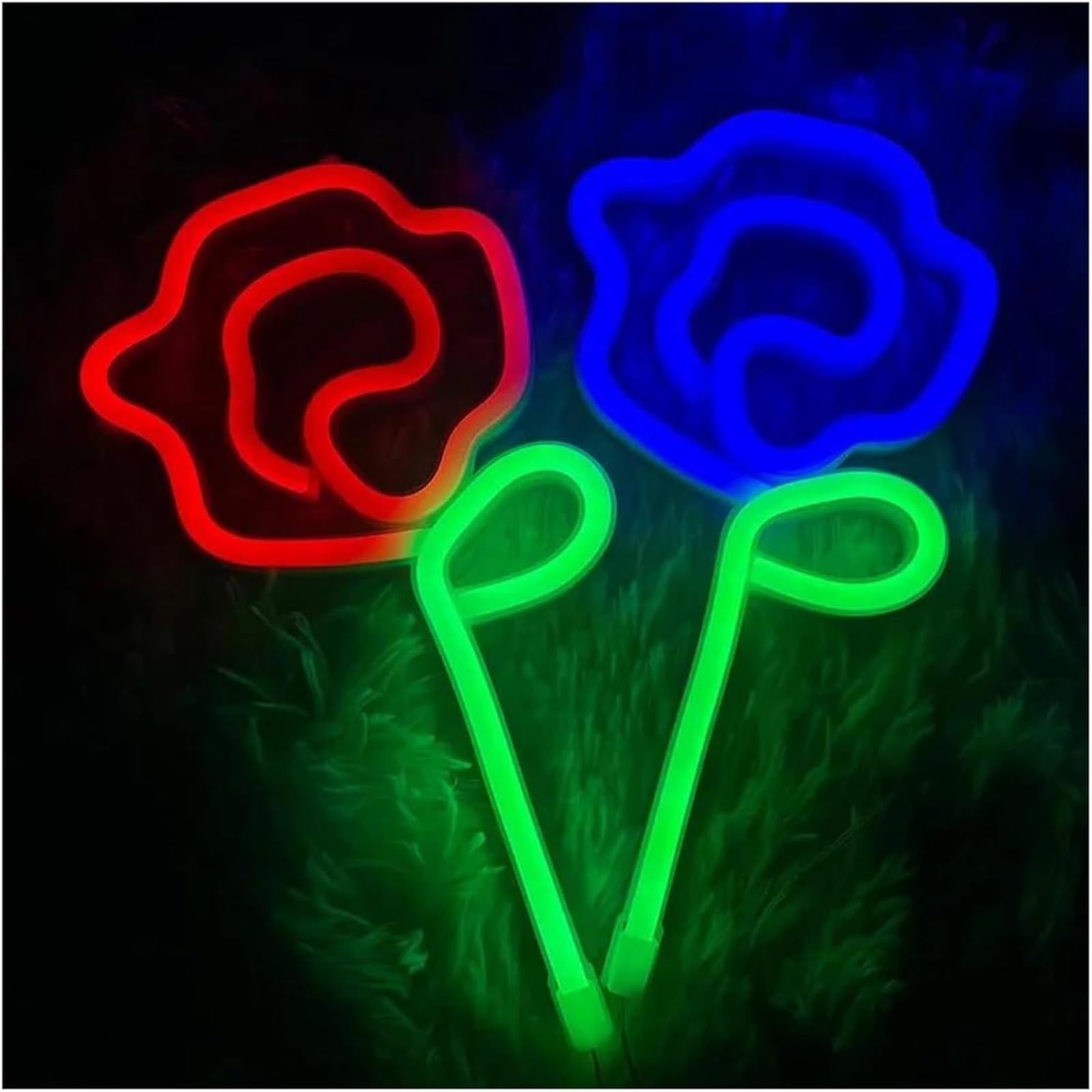Regalo creativo per insegne al neon Lettere colorate per illuminazione interna, insegna al neon a forma di fiore per rosa per la parete della camera da letto e per le feste(2)