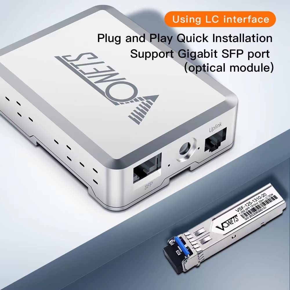 Vonets Gigabit 5 Ports PoE Switch Extender avec 3 Sorties PoE, 1 Liaison Montante, 1 SFP 10 / 100 / 1000 Mbps, Commutateur Ethernet IEEE / PoE Switch 802.3at / AF pour Port Réseau d'extension PoE