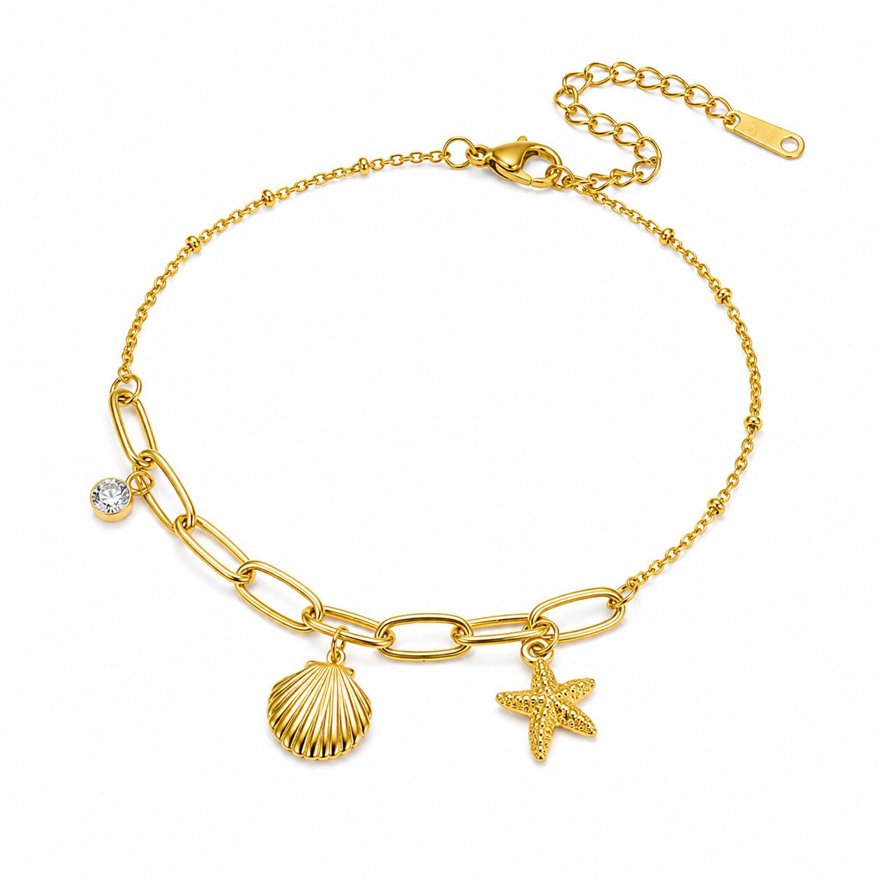 indirae Golden Flutter Layer Anklet18K Gold Plated | Anti-Tarnish, Waterproof, Hypoallergenic | Sweatproof Jewelry for Women & Girls | With Certificate of Authenticity | Premium Gift Choice-picture-3