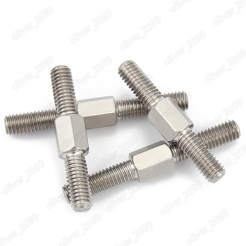 304 Stainless Steel Hex Head Double End Studs Rods Right Left Hand Thread Screws (M8 x 80mm,10)