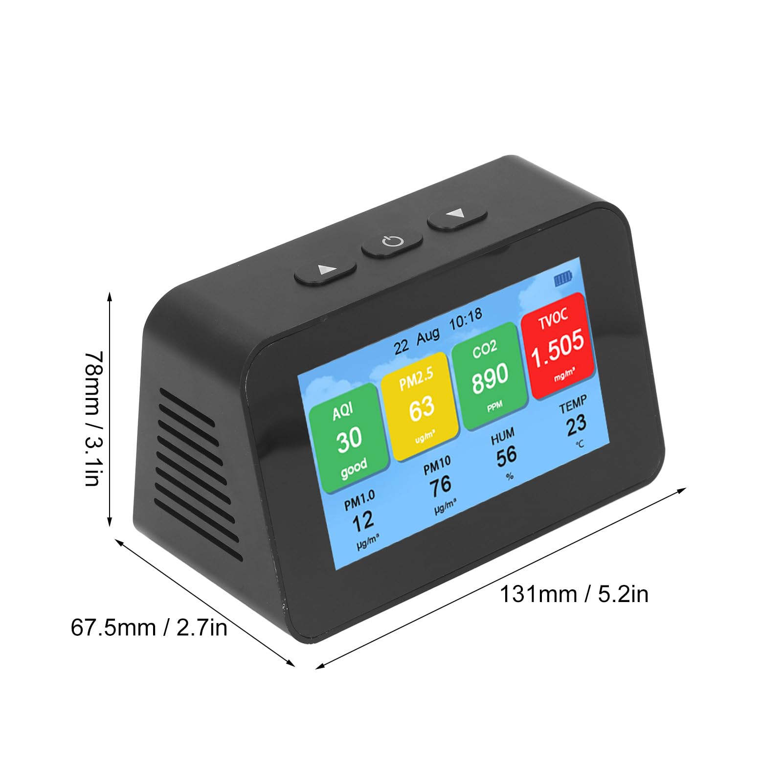 FTVOGUE Monitor de Calidad del Aire, Detector LCD CO2 PM2.5 PM1.0 PM10 con