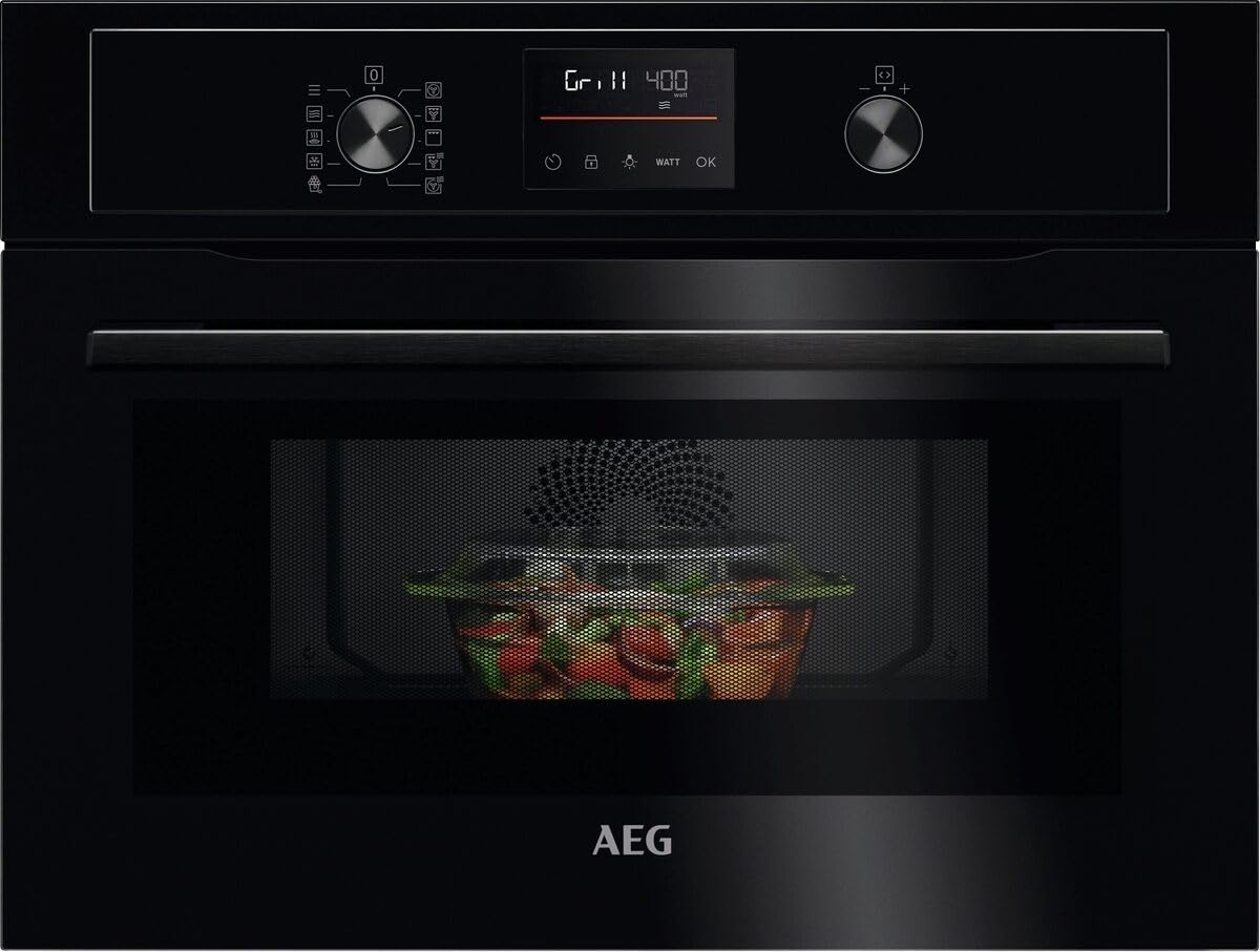 Oven AEG KOX36506GB Built In 45cm Black Compact Oven with Microwave