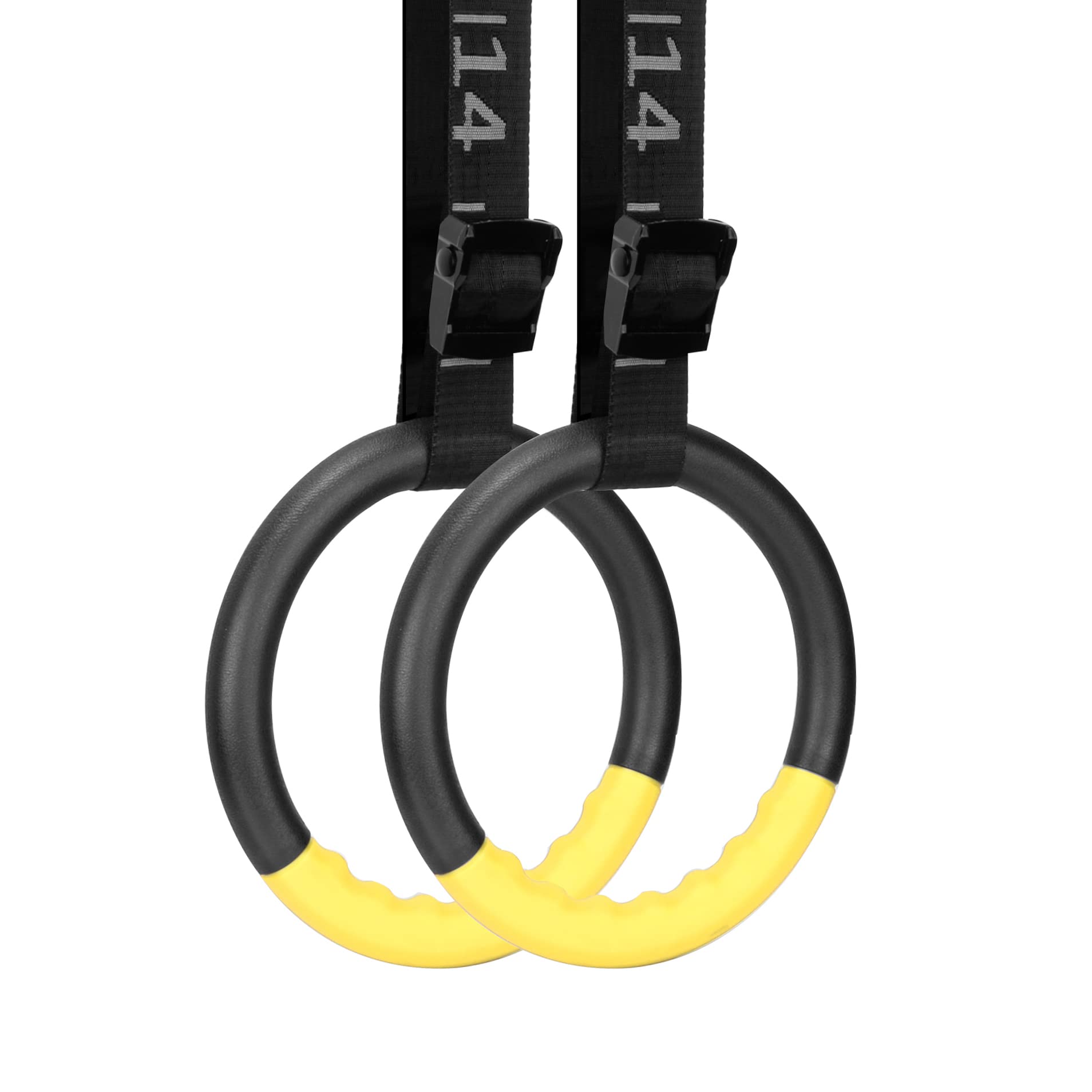 Teamaze Gymnastic Rings with 15 FT Adjustable Straps Non-Slip Gymnastics Rings Pull Up Workout Rings for Home Gym Exercise, Training(Yellow)