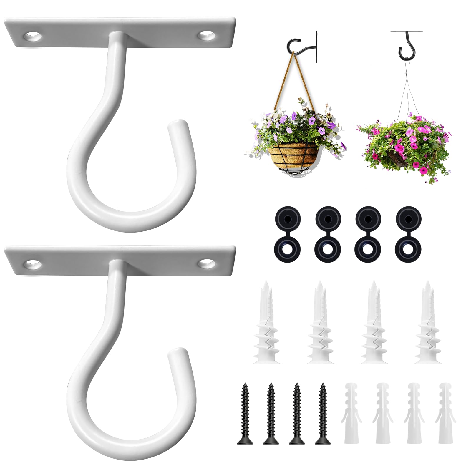 2Pack 2.5Inch Ceiling Hooks for Hanging Plant, Hanger for Indoor and Outdoor Plant Pots Holder, Wall Hook for Planters, Flower Basket, Wind Chimes,