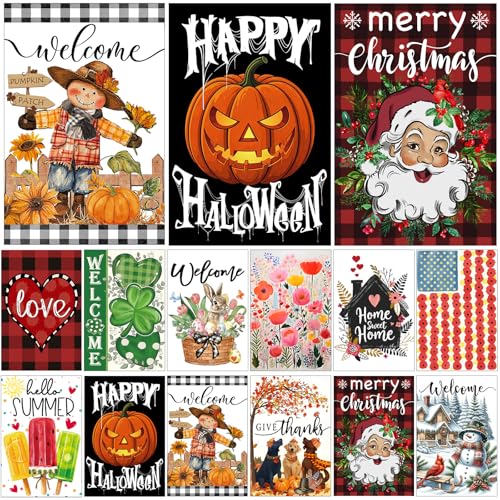 Yileqi Seasonal Garden Flag Set of 12 Double Sided 12 x...