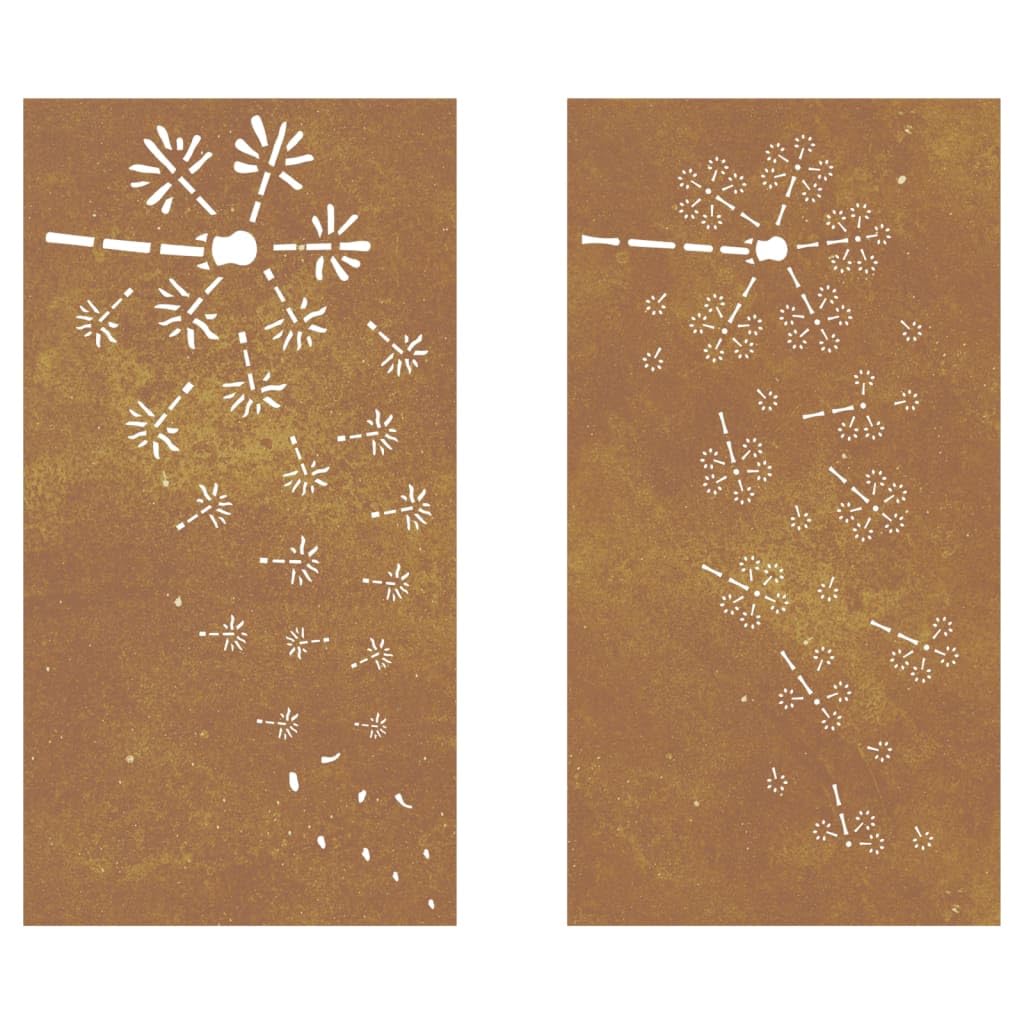 vidaXL 2-tlg. Garten-Wanddeko 105x55 cm Cortenstahl Blumen-Design