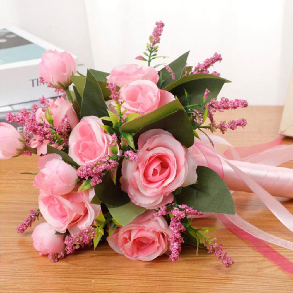 URFEDA Bouquet da sposa fatto a mano bouquet da sposa realistico Bouquet da sposa Bouquet da sposa per la sposa Bouquet da sposa artificiale Matrimonio con decorazione di fiori