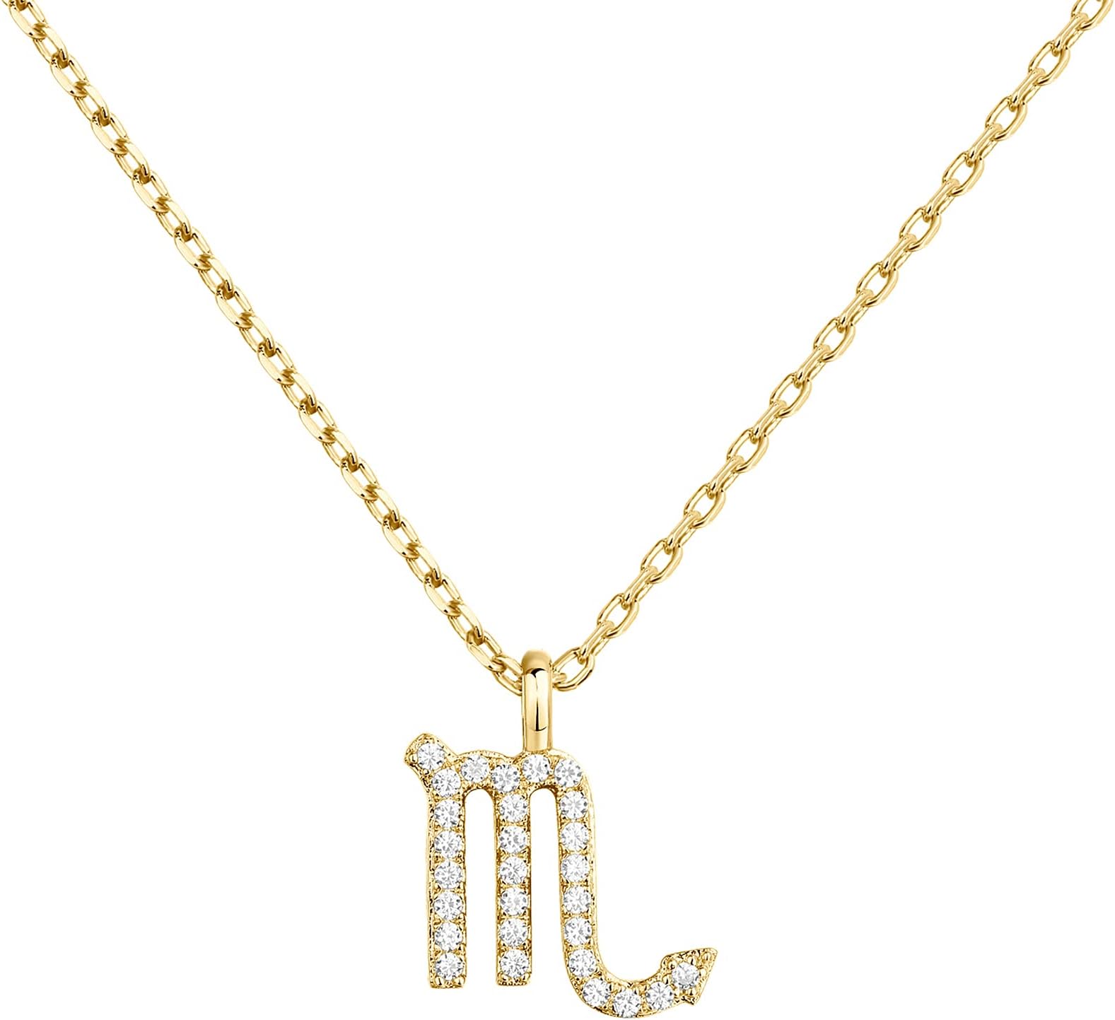 PAVOI 14K Gold Plated Zodiac Necklaces for Women, Astrology CZ Pendant