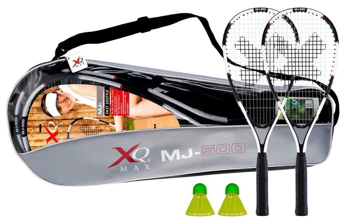 Pure2Improve Set di racchette da badminton Speed composto da 2 racchette, 2 volani e borsa per il trasporto Powered by XQmax