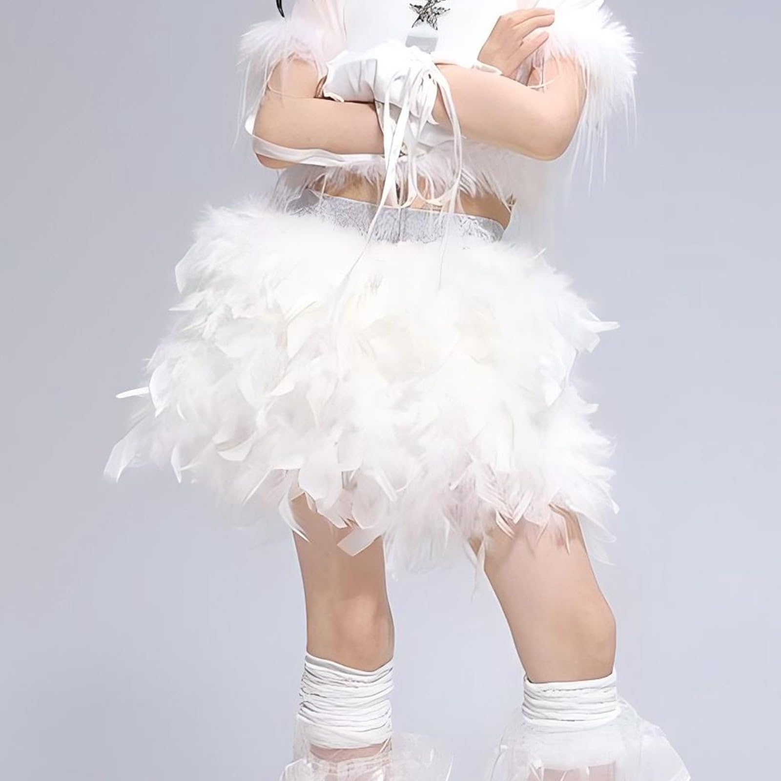 Gonna tutù con paillettes per bambine e ragazze, con piume bianche, in morbido tulle scintillante, per spettacoli di danza, feste, celebrazioni, uso quotidiano, uscite casual, costume da ballo alla