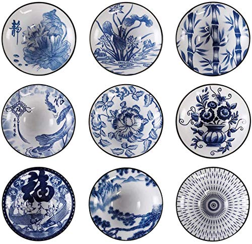 Sake Set Japanese Traditional 9 PCS Sake Set Ceramic Drinkware Pottery Teacups Mix Color Traditional Handcrafted Gift Classic 1019