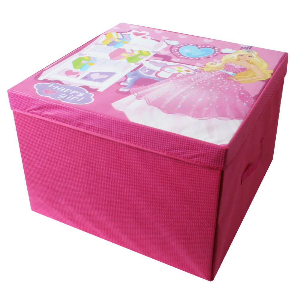 TE-Trend Faltbare Spielbox Spieltruhe Ordnungsbox Aufbewahrung Deckel Spieldecke Puppenstube Kinder Mädchen Utensilien Baby Pink Rosa Mehrfarbig :